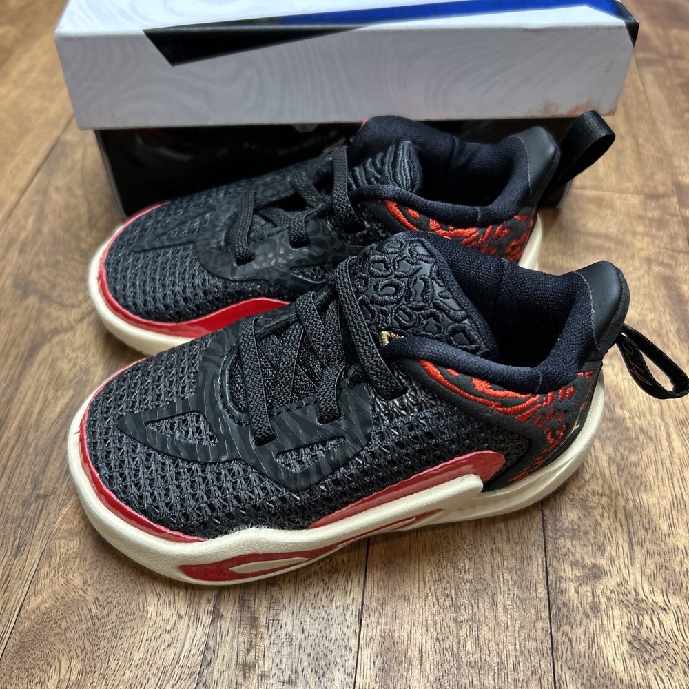 Jordan Jayson Tatum 1 Black Metallic Gold Red Basketball Shoes FJ4655-001 6C